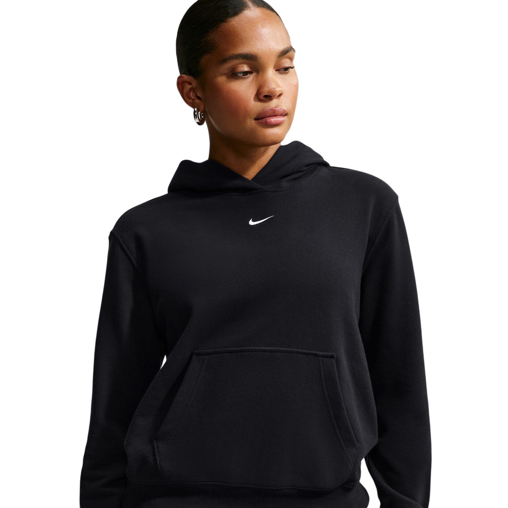 Nike Women's Studio Fleece Lightweight Pullover Hoodie - Black/Off-White - BLACK/OFF-WHITE
